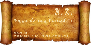 Mogyoróssy Kurszán névjegykártya